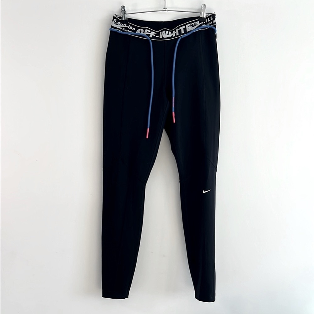 Nike x Off-White Women’s High-Waisted Running Leggings with Blue/Orange String